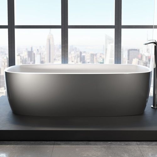 Vasca da bagno ad isola - COLETTA™ GUNMETAL-WHT - Aquatica Marmite SP. Z.o.o - per ambiente abitativo / in Solid Surface / ghisa minerale