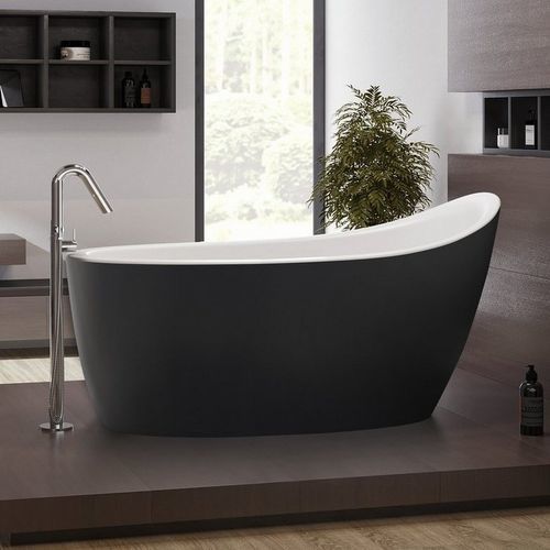 Vasca da bagno ad isola - EMMANUELLE 2 BLCK-WHT - Aquatica Marmite SP. Z.o.o - per ambiente abitativo / in Solid Surface / in acciaio