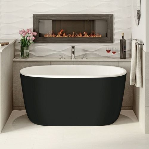 Vasca da bagno ovale - LULLABY-NANO-BLCK-WHT™ - Aquatica Marmite SP. Z.o.o - ad isola / per ambiente abitativo / in Solid Surface
