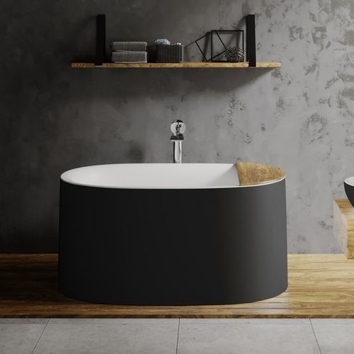 Vasca da bagno ovale - SOPHIA-BLCK-WHT - Aquatica Marmite SP. Z.o.o - ad isola / per ambiente abitativo / in Solid Surface