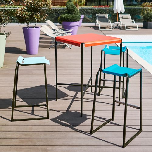 Tavolo alto contemporaneo - PLEATS - TF URBAN - in acciaio / con supporto in acciaio termolaccato / rettangolare