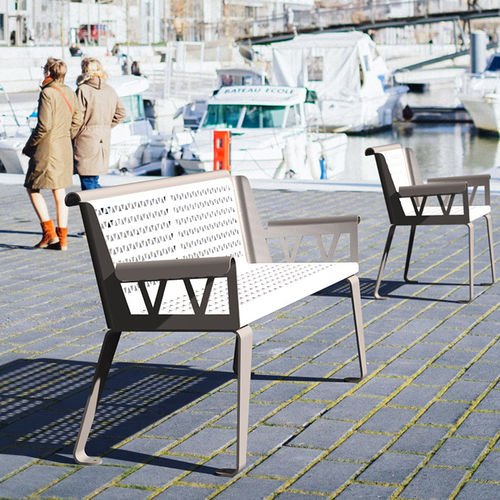 Panca per spazi pubblici contemporanea - SOFA - TF URBAN - in acciaio / con schienale / con braccioli