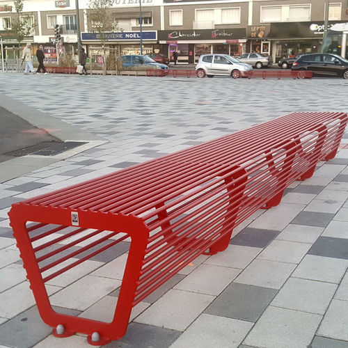 Panca per spazi pubblici contemporanea - LINE - TF URBAN - in acciaio / con schienale / senza schienale