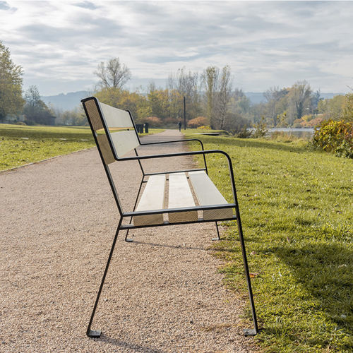 Panca per spazi pubblici contemporanea - FOREZIEN - TF URBAN - in acciaio / in legno / con schienale