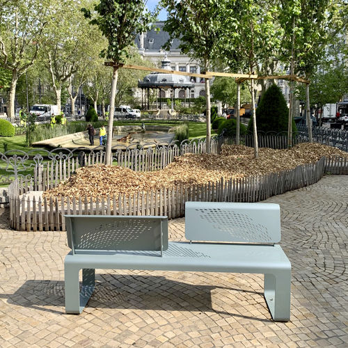 Panca per spazi pubblici contemporanea - ZIG&ZAG - TF URBAN - in acciaio / con schienale / senza braccioli