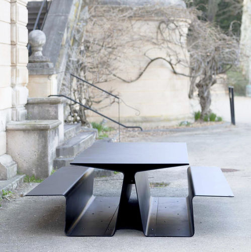 Tavolo da picnic contemporaneo - EQER - TF URBAN - in alluminio / con supporto in alluminio / rettangolare