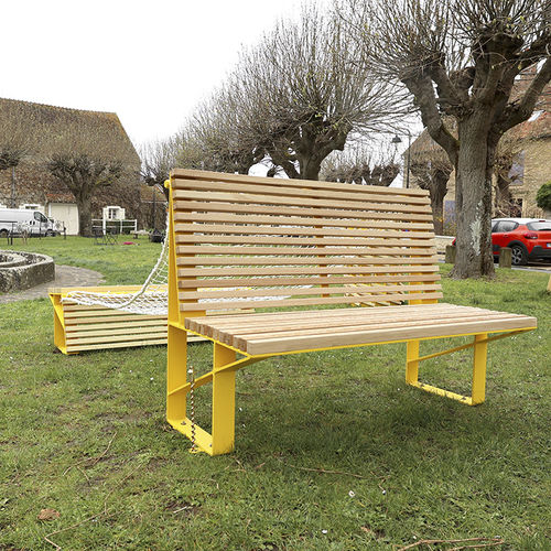 Panca per spazi pubblici contemporanea - HAMMOCK  - TF URBAN - in acciaio / in legno / con schienale