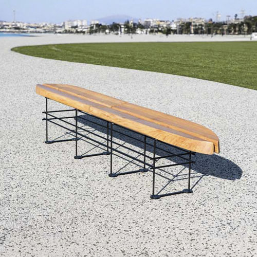 Panca per spazi pubblici contemporanea - BASSIN - TF URBAN - in acciaio / in rovere / senza schienale