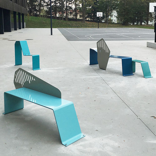 Panca per spazi pubblici contemporanea - Astrée - TF URBAN - in acciaio verniciato / con schienale / senza braccioli