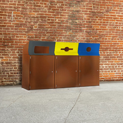 Portarifiuti per raccolta differenziata - ISO 9001 - TF URBAN - con fissaggio a terra / in acciaio / con coperchio