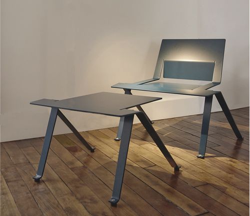 Tavolino basso contemporaneo - MINICILA - TF URBAN - in acciaio / con supporto in acciaio / rettangolare