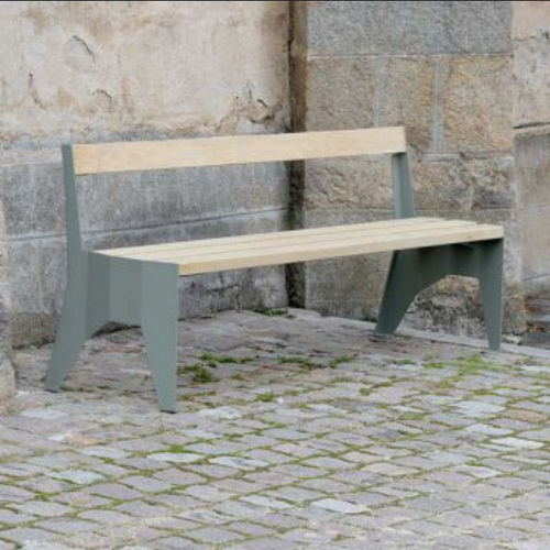 Panca per spazi pubblici contemporanea - ECOA - TF URBAN - in acciaio / in robinia / con schienale