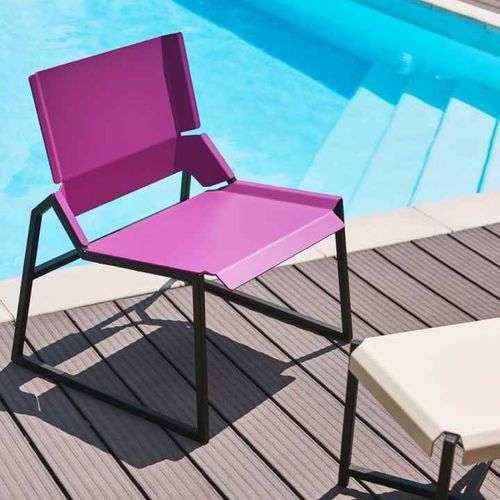 Sgabello da bar contemporaneo - PLEATS - TF URBAN - in alluminio / con supporto in acciaio / a slitta