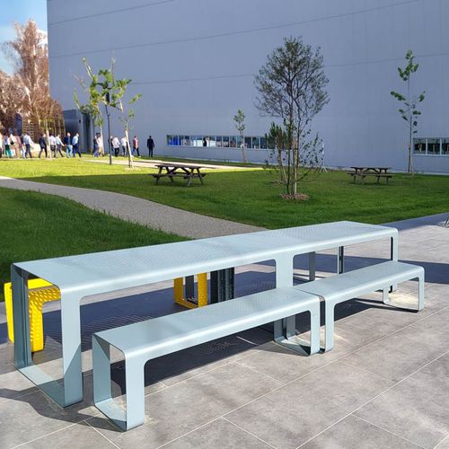 Tavolo da picnic contemporaneo - ZIG&ZAG - TF URBAN - in acciaio / con supporto in acciaio / rettangolare