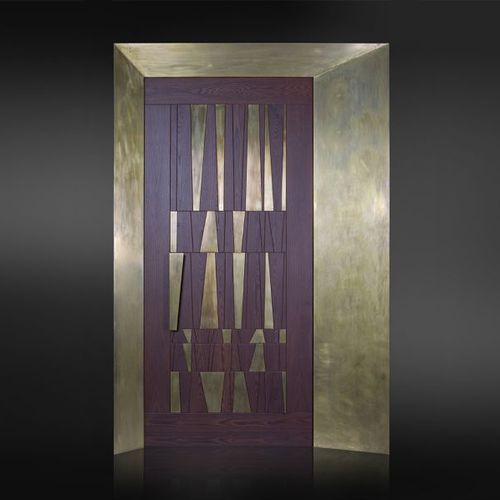 Porta d'ingresso - LUCI E OMBRE - isamserramenti - in legno / in ottone / battente