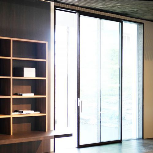 Vetrata scorrevole - GHOST - isamserramenti - in legno / a doppi vetri / di sicurezza