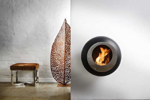 Camino a bioetanolo - VELLUM BLACK - Cocoon Fires - da parete / Faccia singola / con focolare aperto