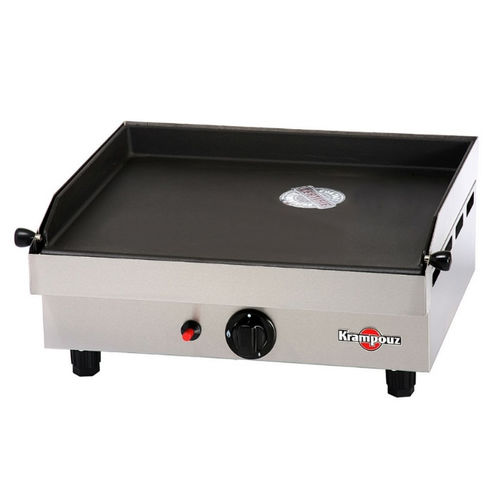 KRAMPOUZ - Plancha elettrica SAMBA - Piastra di cottura in acciaio inox 54 x 33 cm - 2500 W - 2 zone di cottura - 2 termostati fino a 300°C - Pulizia