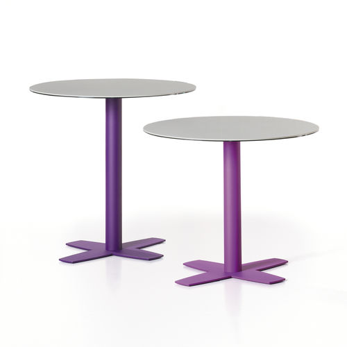 Tavolo contemporaneo - CROIX - MOBLIBERICA - in ceramica / con supporto in metallo / rotondo