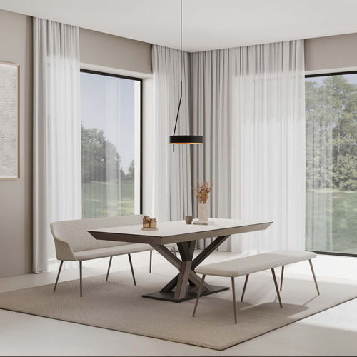 Tavolo da pranzo contemporaneo - MISTRAL - MOBLIBERICA - in ceramica / con supporto in metallo / rettangolare