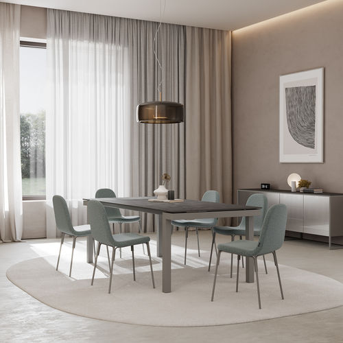 Tavolo contemporaneo - LUCIA - MOBLIBERICA - in ceramica / con supporto in metallo / rettangolare