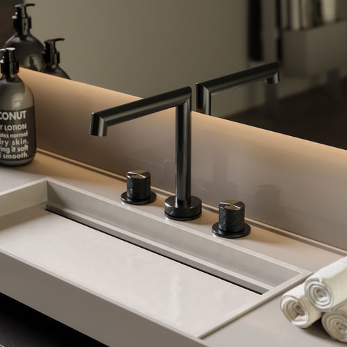 Miscelatore doppio comando per lavabo - FLAMINGO W3.F - Fontealta - da appoggio / in acciaio inossidabile / da bagno