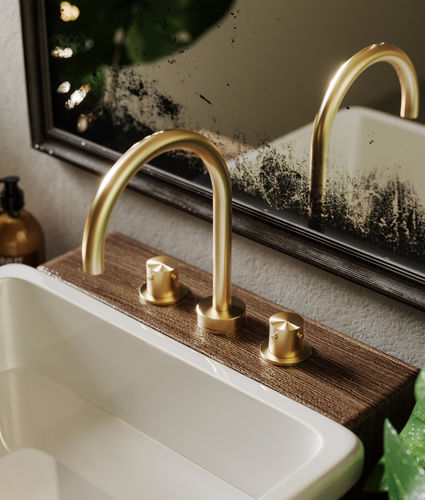 Miscelatore doppio comando per lavabo - ORIGO W3.O - Fontealta - da appoggio / in acciaio inossidabile / da interno