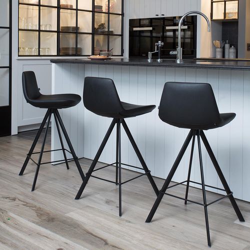 Sedia alta contemporanea - RAFAEL - Ghekiere Industries - da interno / in pelle / con supporto in metallo laccato