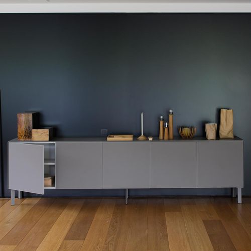 Credenza contemporanea - CUBE 55 - Ghekiere Industries - in melaminico / con ripiano / con ante battenti