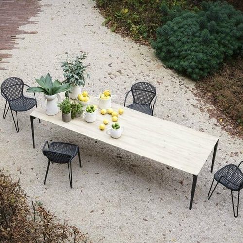 Tavolo da pranzo contemporaneo - LAYERS - Ghekiere Industries - in ceramica / in acciaio inox verniciato / con supporto in acciaio laccato