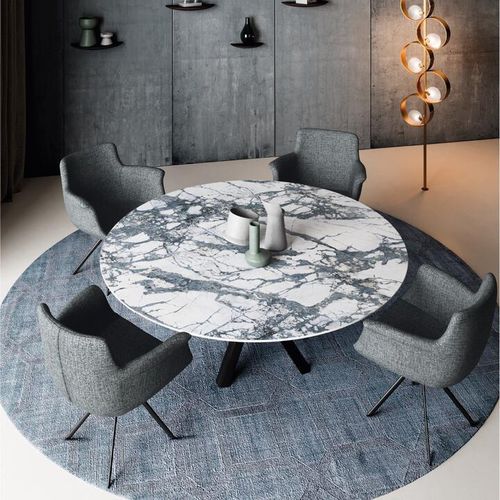 Tavolo da pranzo contemporaneo - FIZZ - Ghekiere Industries - in ceramica / con supporto in metallo / rotondo