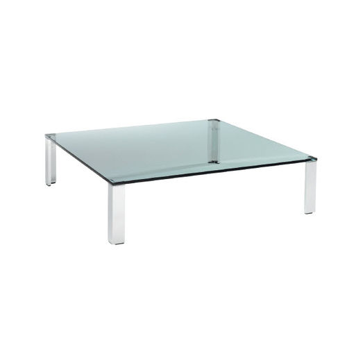 Tavolino basso contemporaneo - AQUA - Lourens Fisher - in vetro / con supporto in alluminio / rettangolare