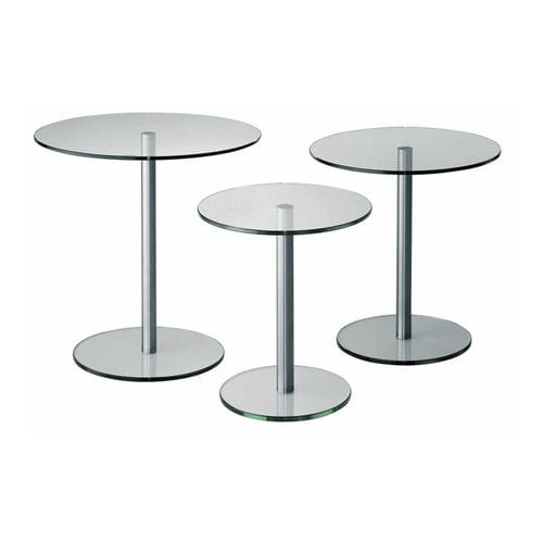 Tavolo d'appoggio contemporaneo - CIRCLE - Lourens Fisher - in vetro / con supporto in acciaio inossidabile / rotondo