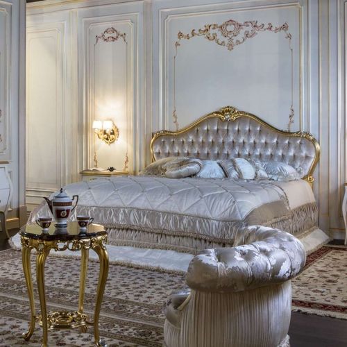 Letto matrimoniale - carving and gilding - VIMERCATI MEDA LUXURY CLASSIC FURNITURE - in stile / imbottito / con testiera imbottita