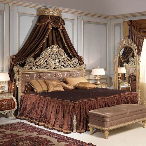 Letto matrimoniale - EMPERADOR GOLD  - VIMERCATI MEDA LUXURY CLASSIC FURNITURE - Luigi XV / imbottito / con testiera imbottita