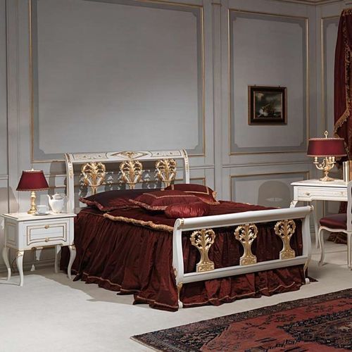 Letto matrimoniale - FRENCH 18TH CENTURY - VIMERCATI MEDA LUXURY CLASSIC FURNITURE - in stile francese / con testiera imbottita / in legno intagliato