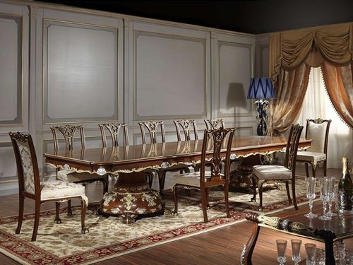 Tavolo da pranzo Luigi XV - Luigi XV - VIMERCATI MEDA LUXURY CLASSIC FURNITURE - in legno / con supporto in legno / rettangolare