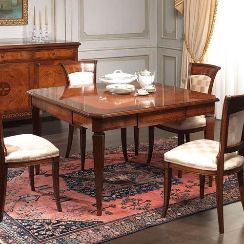 Tavolo da pranzo in stile - Magggiolini - VIMERCATI MEDA LUXURY CLASSIC FURNITURE - in noce / con supporto in noce / quadrato