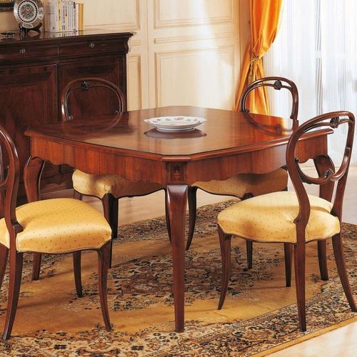 Tavolo da pranzo in stile francese - Nineteenth Century French - VIMERCATI MEDA LUXURY CLASSIC FURNITURE - in noce / con supporto in noce / quadrato