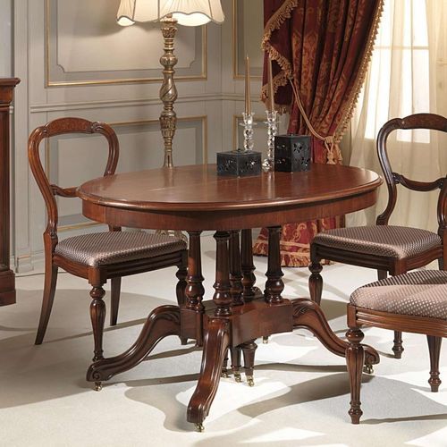 Tavolo da pranzo in stile - art. 950/N - VIMERCATI MEDA LUXURY CLASSIC FURNITURE - in legno / con supporto in legno / rotondo
