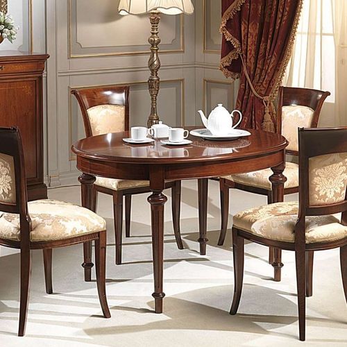 Tavolo da pranzo in stile - art. 950/4 - VIMERCATI MEDA LUXURY CLASSIC FURNITURE - in noce / con supporto in noce / rotondo