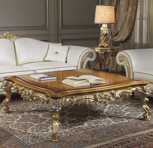 Tavolino basso in stile - IMPERIAL - VIMERCATI MEDA LUXURY CLASSIC FURNITURE - in pelle / con supporto in legno / quadrato