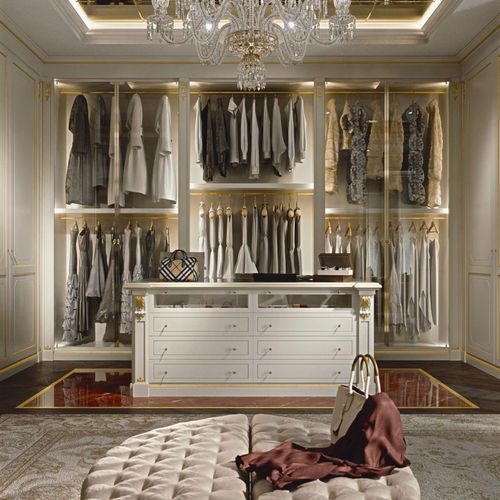 Cabina armadio a U - VIMERCATI MEDA LUXURY CLASSIC FURNITURE - in stile / in legno / in vetro