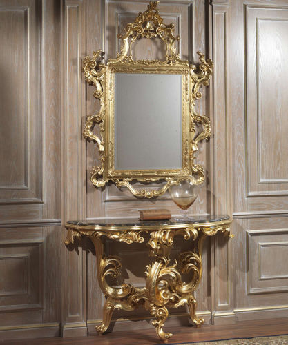 Consolle in stile barocco - VIMERCATI MEDA LUXURY CLASSIC FURNITURE - in marmo / con supporto in legno dorato in foglia d’oro / a mezzaluna