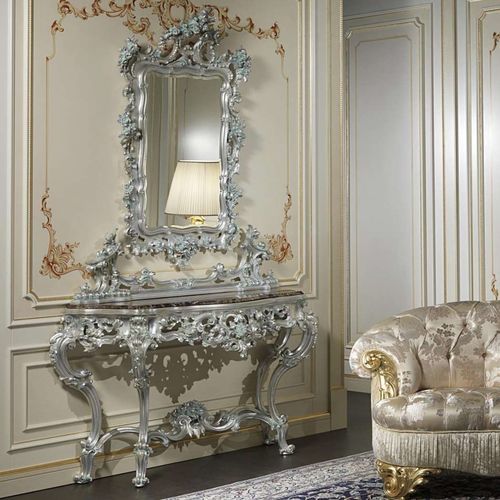 Consolle in stile barocco - art. 770 - VIMERCATI MEDA LUXURY CLASSIC FURNITURE - in marmo / a mezzaluna / fatta a mano