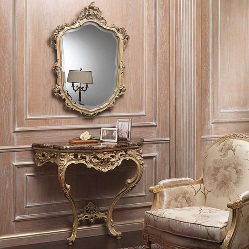 Consolle in stile - art. 920 - VIMERCATI MEDA LUXURY CLASSIC FURNITURE - in marmo / con supporto in legno dorato in foglia d’oro / con specchio