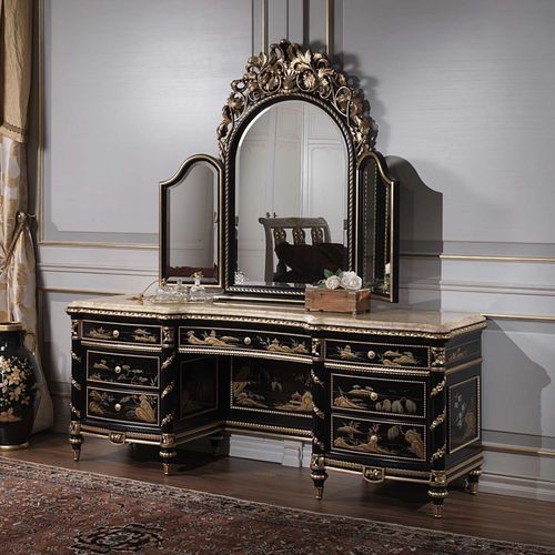 Mobile da toeletta in stile - art. 2001/NC - VIMERCATI MEDA LUXURY CLASSIC FURNITURE - in legno laccato / in marmo / monoposto