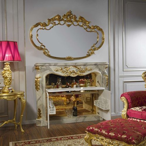 Mobile bar in stile barocco - fireplace - VIMERCATI MEDA LUXURY CLASSIC FURNITURE - in vetro / in marmo / con sportello battente