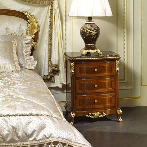 Comodino in stile Luigi XV - France - VIMERCATI MEDA LUXURY CLASSIC FURNITURE - in legno / in marmo / con supporto in legno