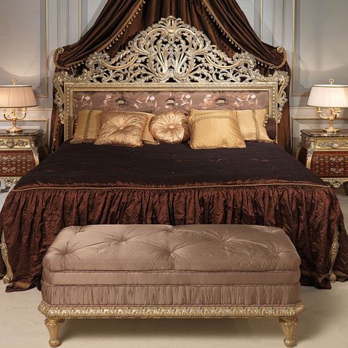 Divanetto imbottito in stile - EMPERADOR GOLD  - VIMERCATI MEDA LUXURY CLASSIC FURNITURE - in tessuto / con supporto in legno / beige